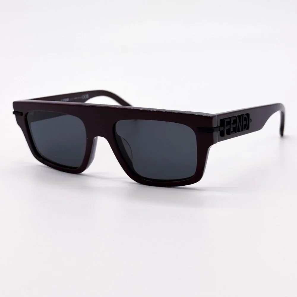 NEW FENDI FE40091U 69A BORDEAUX GREY SQUARE MEN SUNGLASSES FENDI